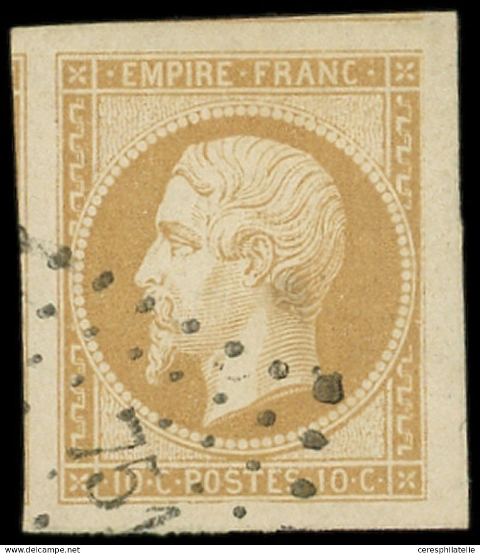 EMPIRE NON DENTELE - 13A  10c. Bistre, T I, Marges énormes Avec Voisins, Obl. PC 751 De CHARLY, Superbe - 1853-1860 Napoléon III.