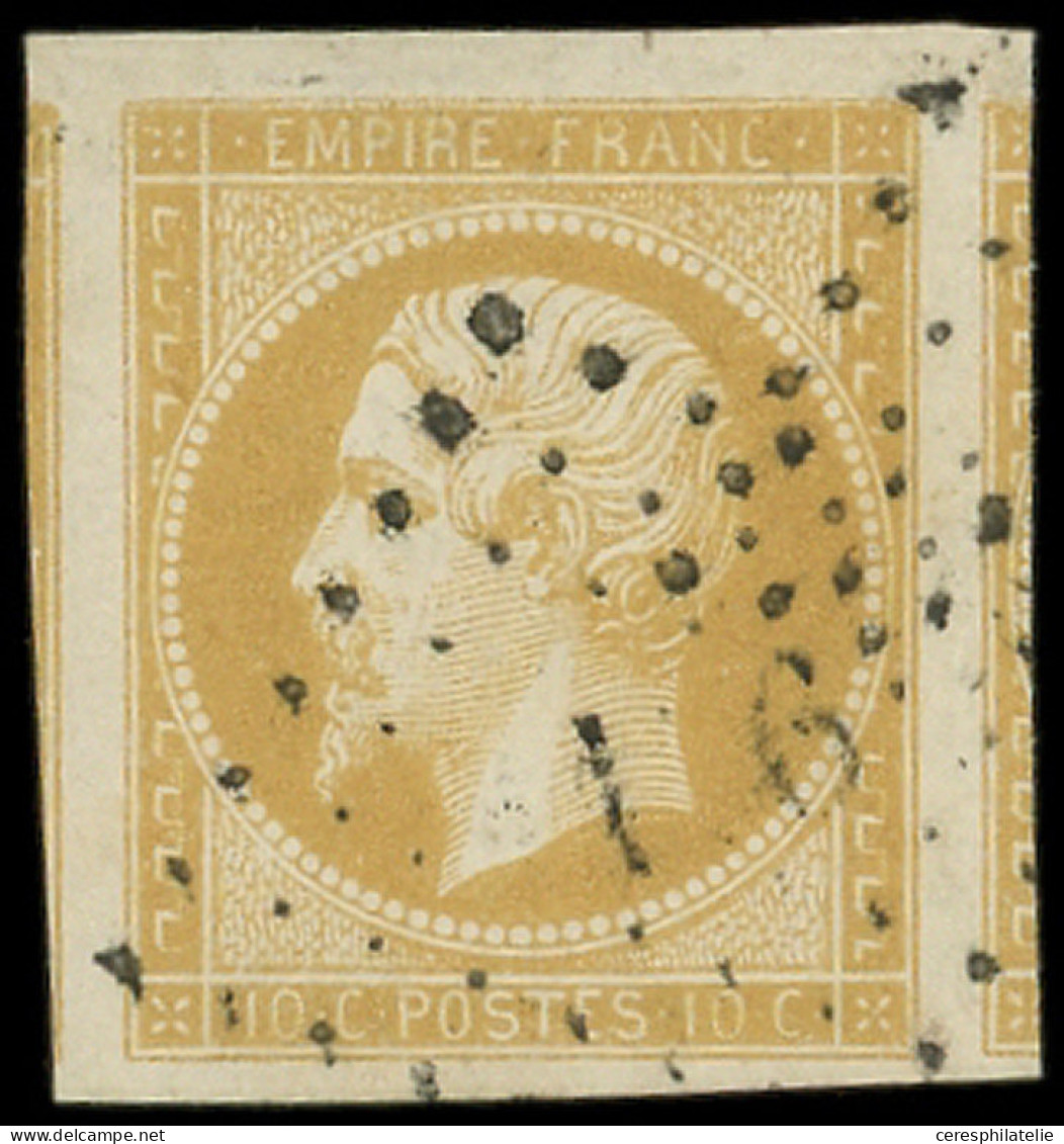 EMPIRE NON DENTELE - 13Al 10c. Citron, T I, Marges énormes, 2 Voisins Obl. PC, Nuance Certifiée Jacquart, Superbe. C - 1853-1860 Napoleon III