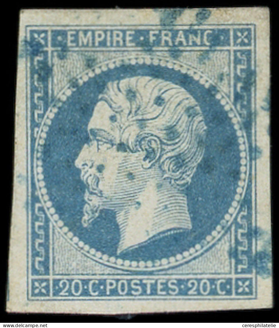 EMPIRE NON DENTELE - 14A  20c. Bleu, T I, Obl. ETOILE BLEUE, TTB. C - 1853-1860 Napoleone III