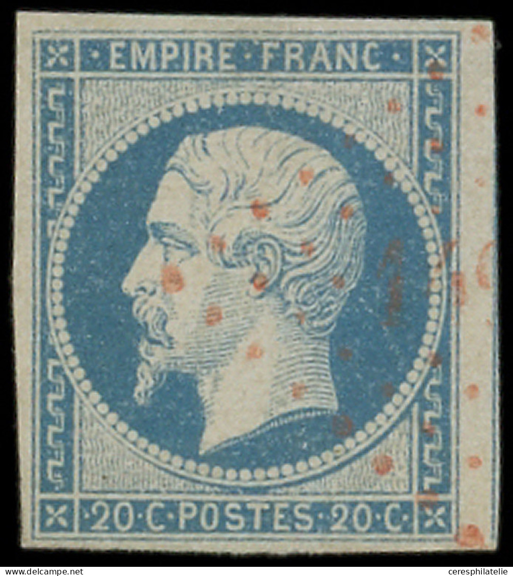 EMPIRE NON DENTELE - 14A  20c. Bleu, T I, Obl. PC ROUGE 1495, Amorce De Voisin, TTB/Syperbe. C - 1853-1860 Napoleone III