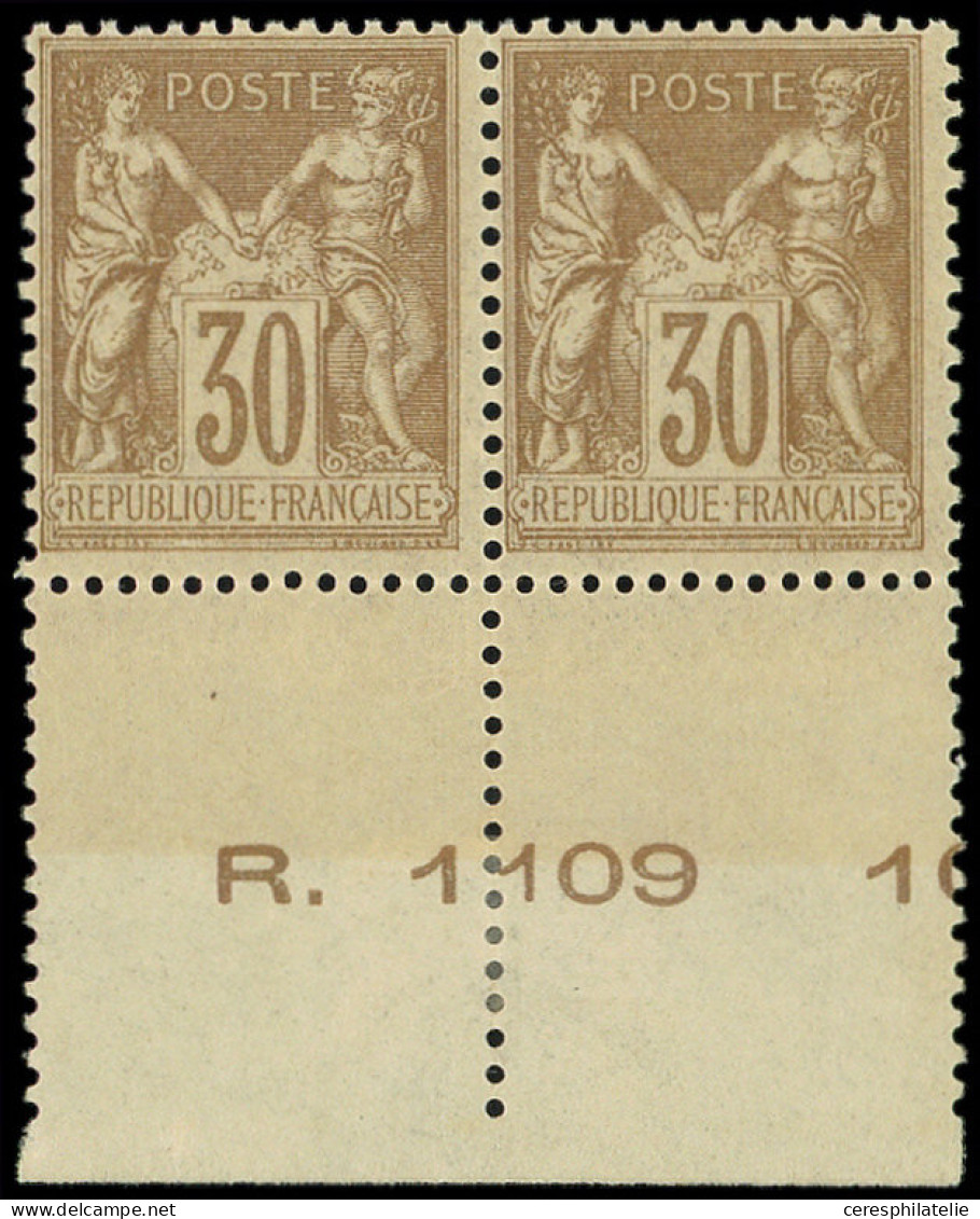 ** TYPE SAGE - 80   30c. Brun-jaune, PAIRE, Bas De Feuille R 1109-1( ), TTB - 1876-1898 Sage (Tipo II)