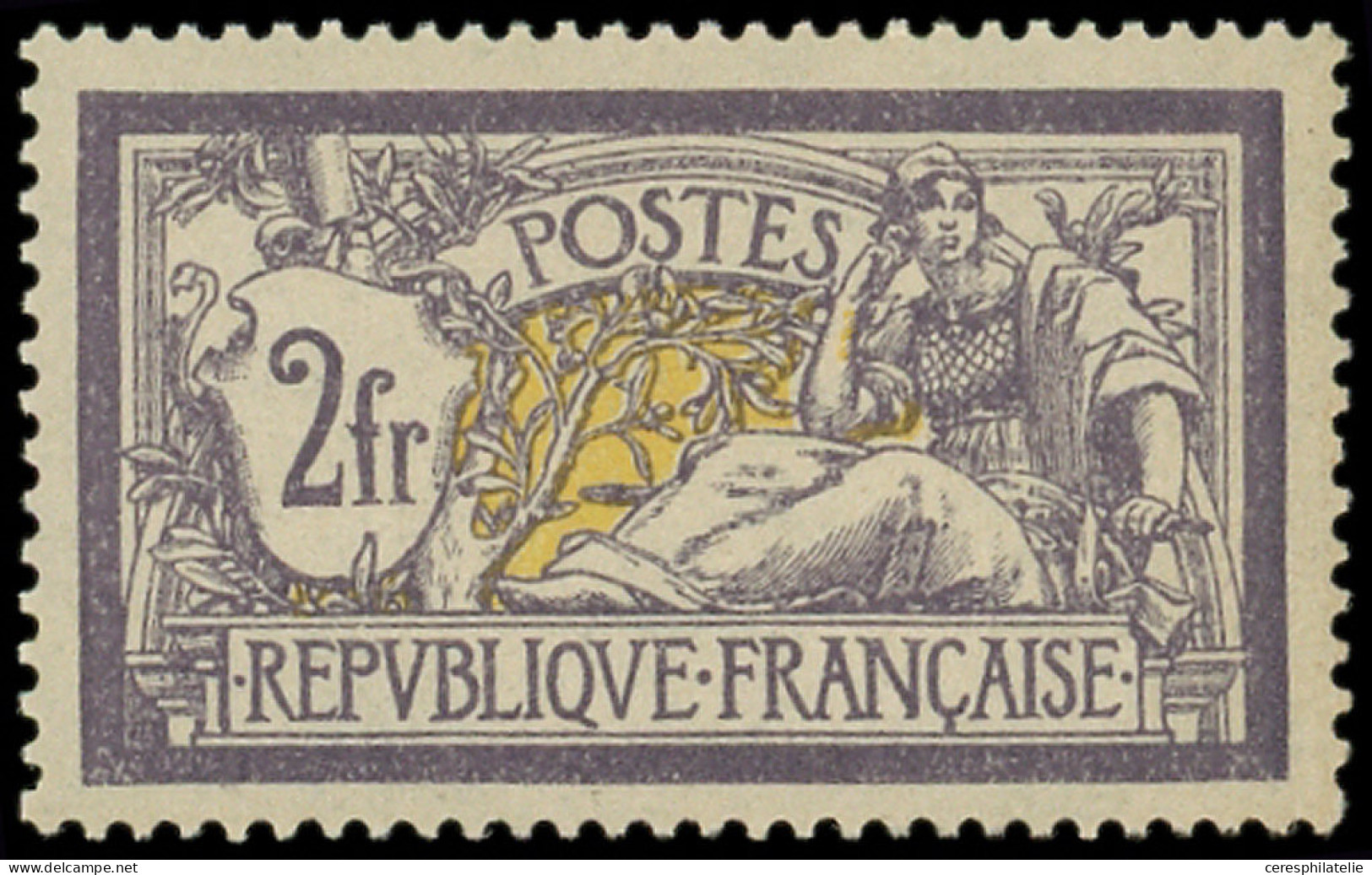 ** EMISSIONS DU XXe SIECLE - 122   Merson,  2f. Violet Et Jaune, Bon Centrage, TB, Certif. Calves - Unused Stamps