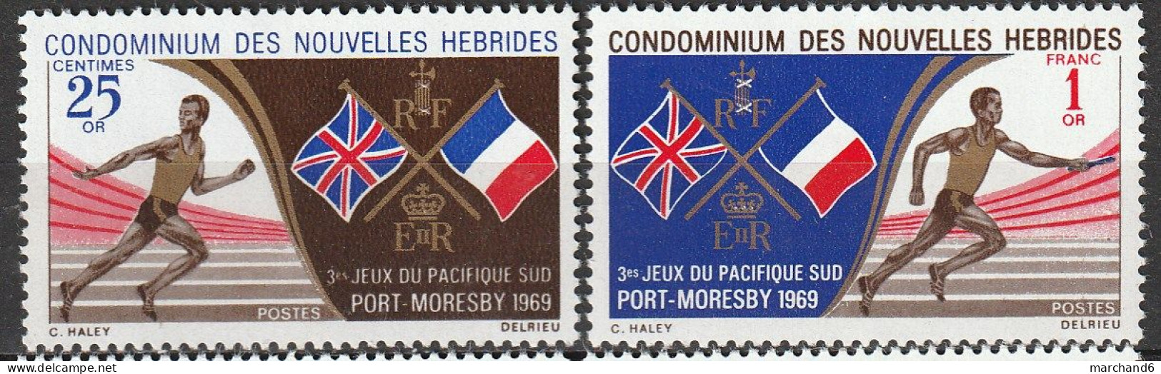 Nouvelles Hébrides 3ème Jeux Sportifs Du Pacifique Sud à Port Moresby 1969 N°282/283 Neuf*charnière - Neufs