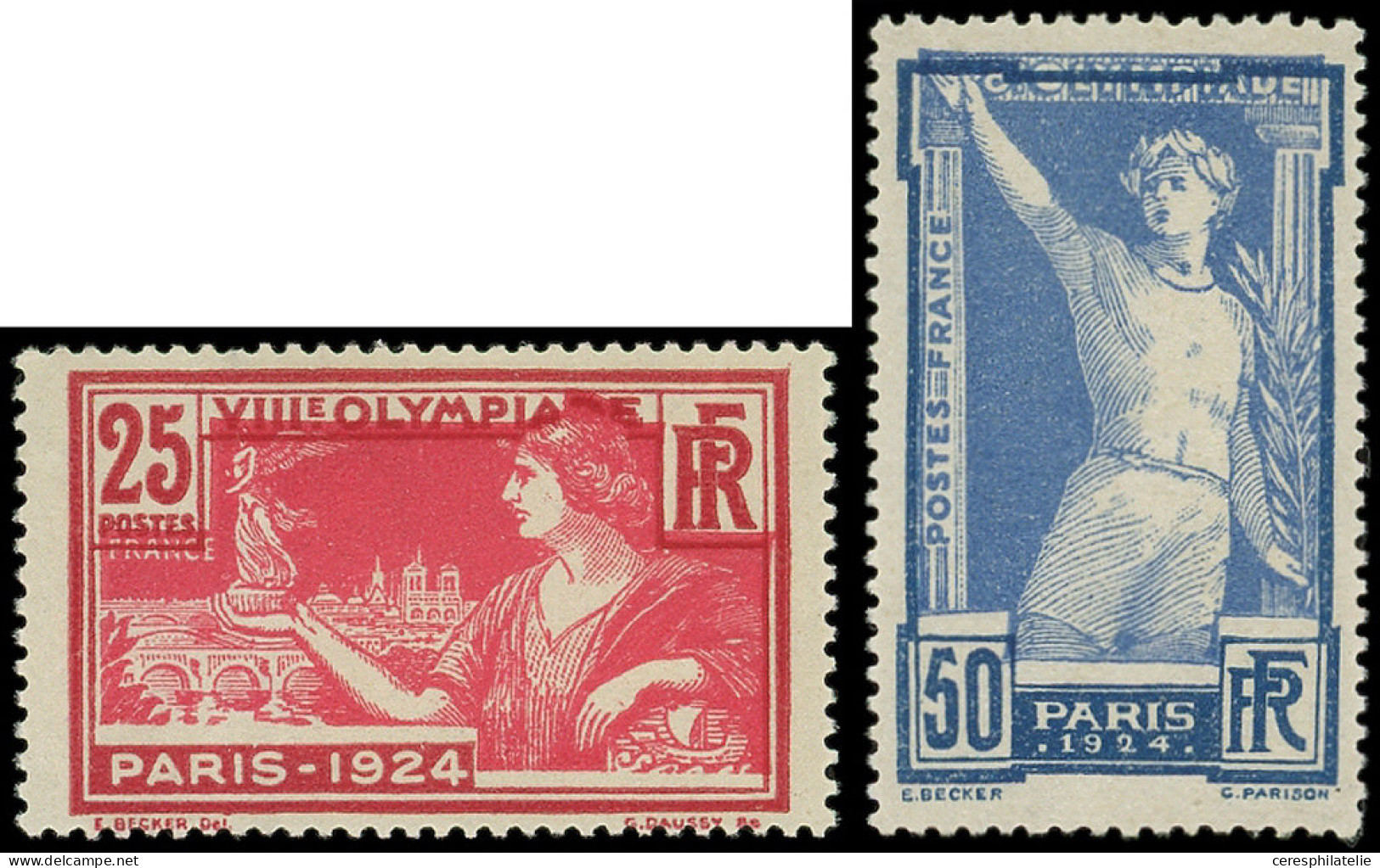 ** VARIETES - 184 Et 186, J.O De 1924, Centre DEPLACE, TB - Unused Stamps