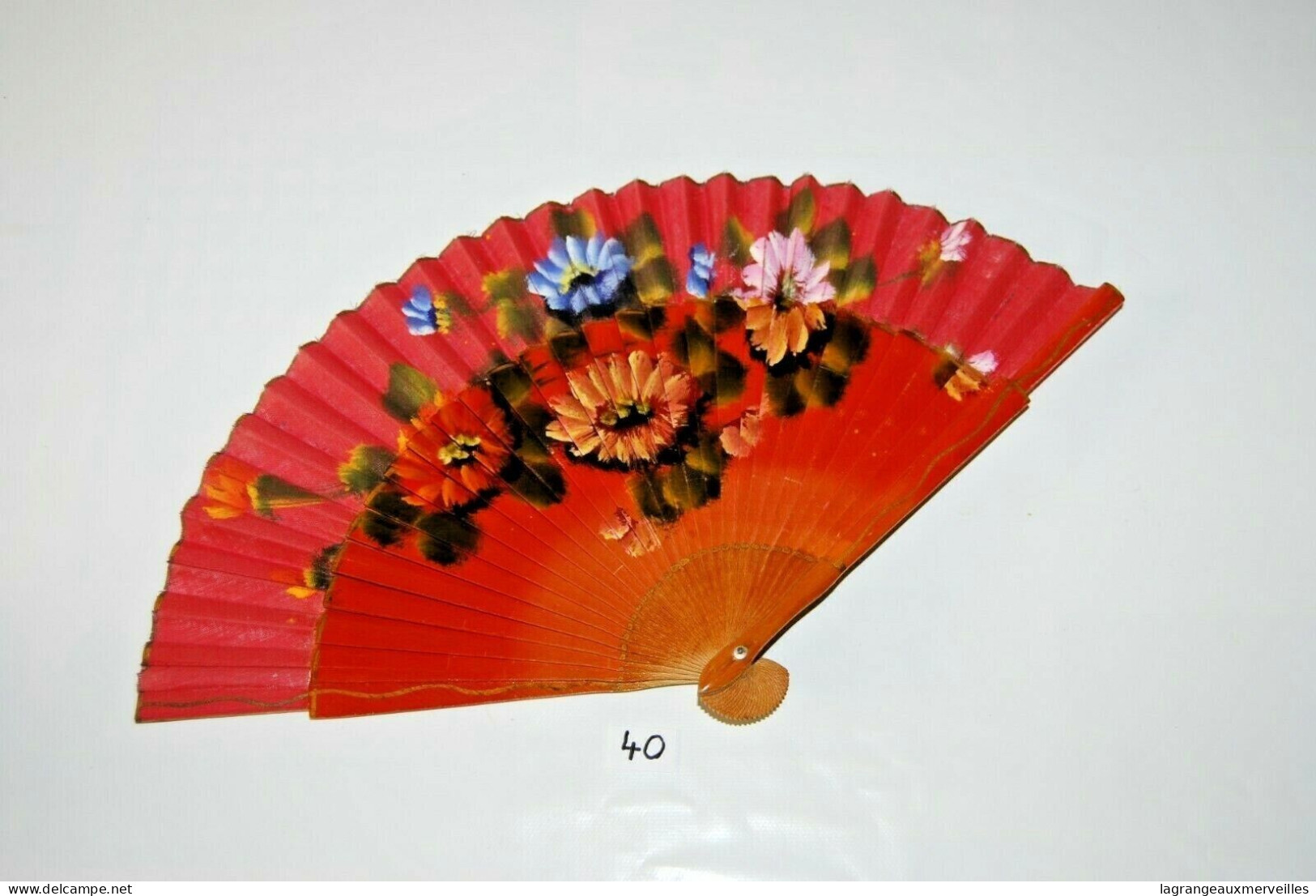 C40 Ancien éventail - Décor Floral - Fans