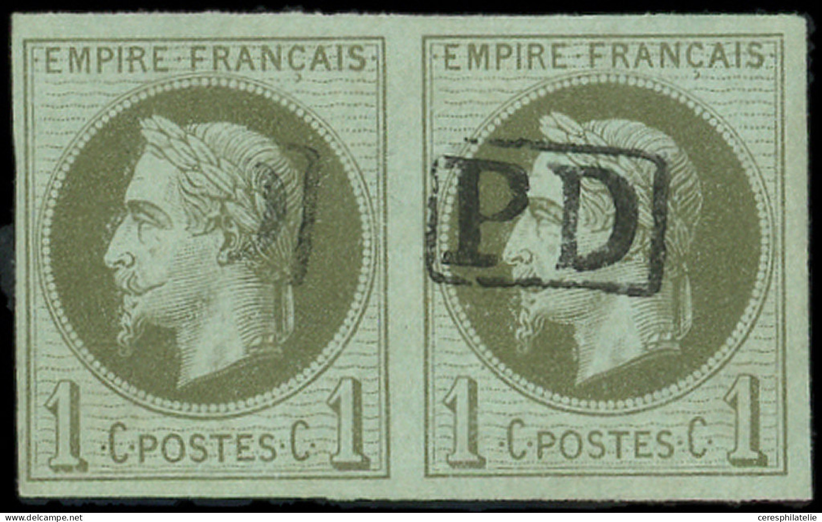 Colonies Générales - 7    1c. Bronze, PAIRE, Obl. Cachet PD Encadré, TB - Autres & Non Classés