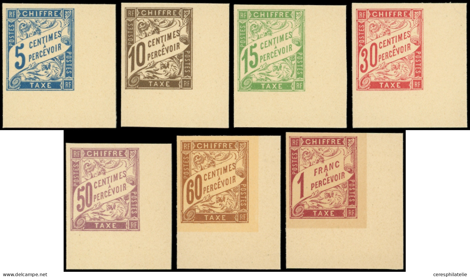 (*) Taxe 18/26 Sf. N°21 Et 26, La Série Complète Tirage Sur Bristol Sans Dentelure Figurée, Tous Cdf Et TTB - Postage Due