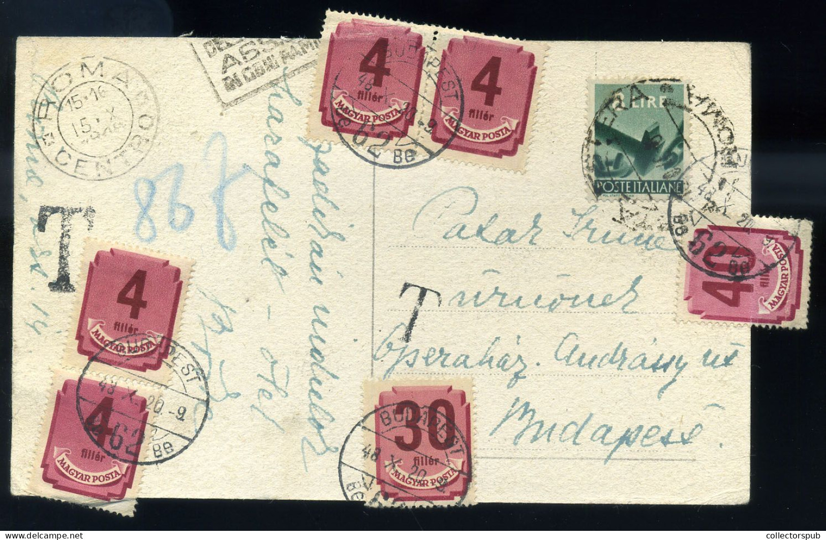 1948. Postcard From Italy With Postage Due Stamps, Nice Item! - Briefe U. Dokumente