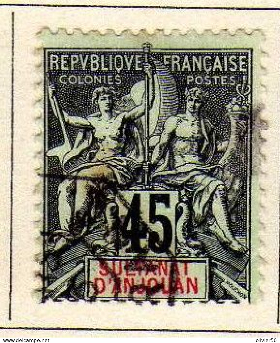 Anjouan - (1900-07) -   45 C. Type Groupe  Oblitere - Used Stamps