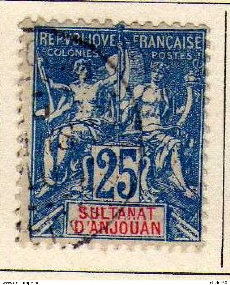 Anjouan - (1900-07) -   25 C. Type Groupe  Oblitere - Used Stamps