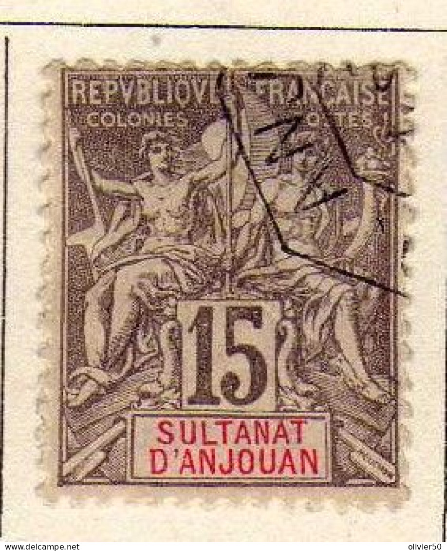 Anjouan - (1900-07) -   15 C. Type Groupe  Oblitere - Used Stamps