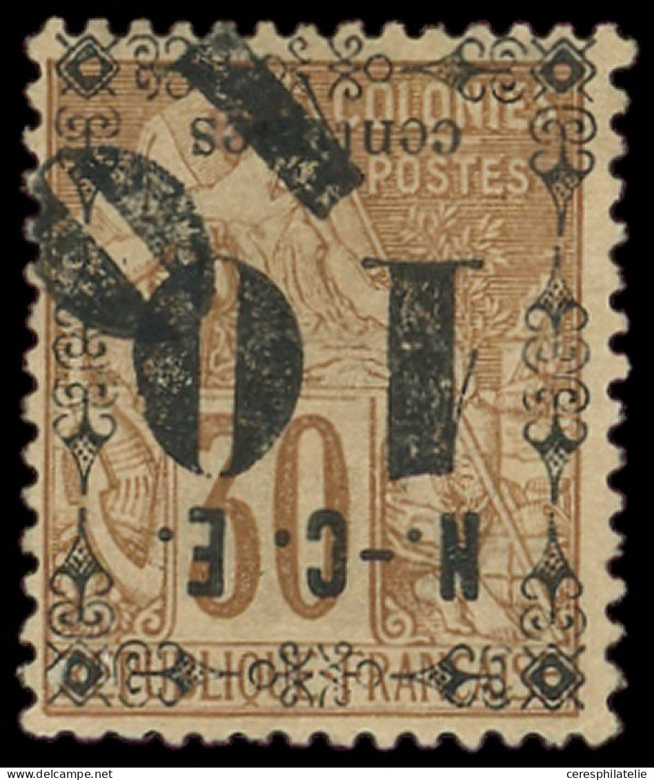 (*) NOUVELLE CALEDONIE 12e : 10c. Sur 30c. Brun, DOUBLE Surch. Dont 1 Oblique, TB. Br - Ungebraucht