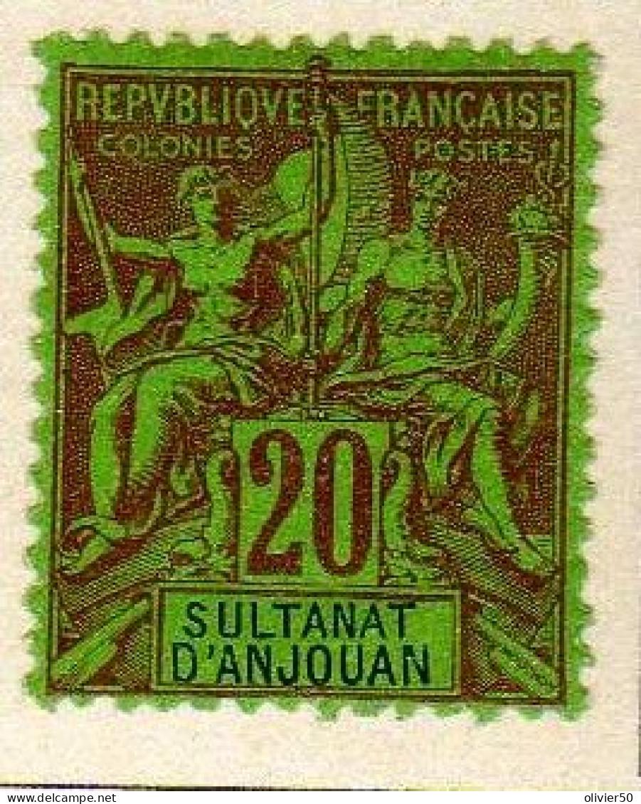 Anjouan - (1892-99) -   20 C. Type Groupe   Neuf* - MH - Unused Stamps