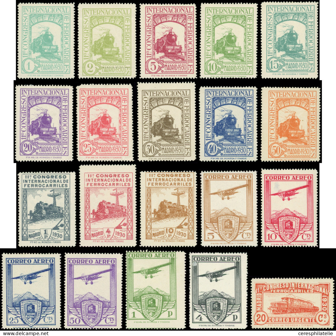 * ESPAGNE 429/41, PA 50/55 Et Exprès 10 : Congrès Des Chemins De Fer 1930, TB - Unused Stamps