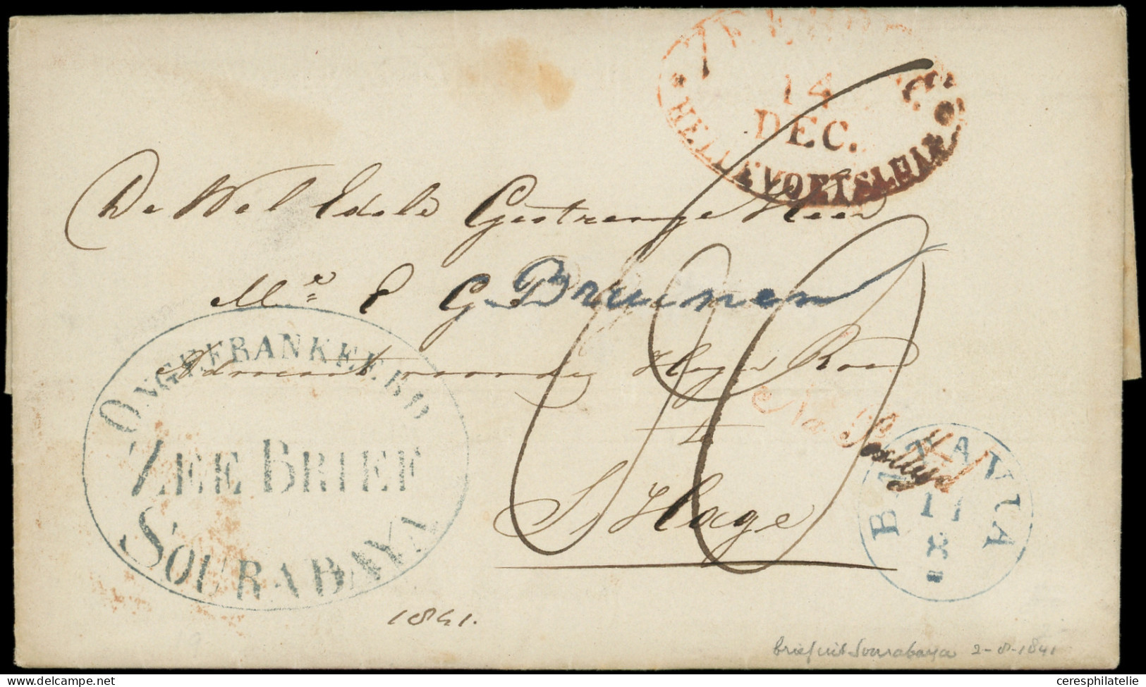 Let INDE NEERLANDAISE Cachet ZEE BRIEF/SOURABAYA S. LAC Du 2/8/1841 Pour LA HAYE, TB - Netherlands Indies