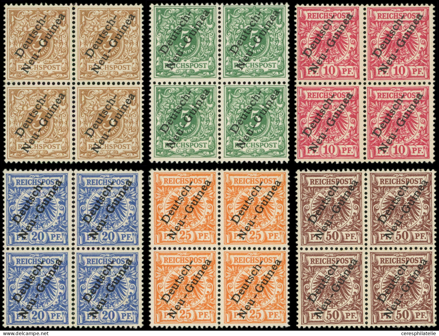 ** NOUVELLE-GUINEE 1/6 : Série De 1896 En BLOCS De 4, TB, Cote Michel - Papouasie-Nouvelle-Guinée