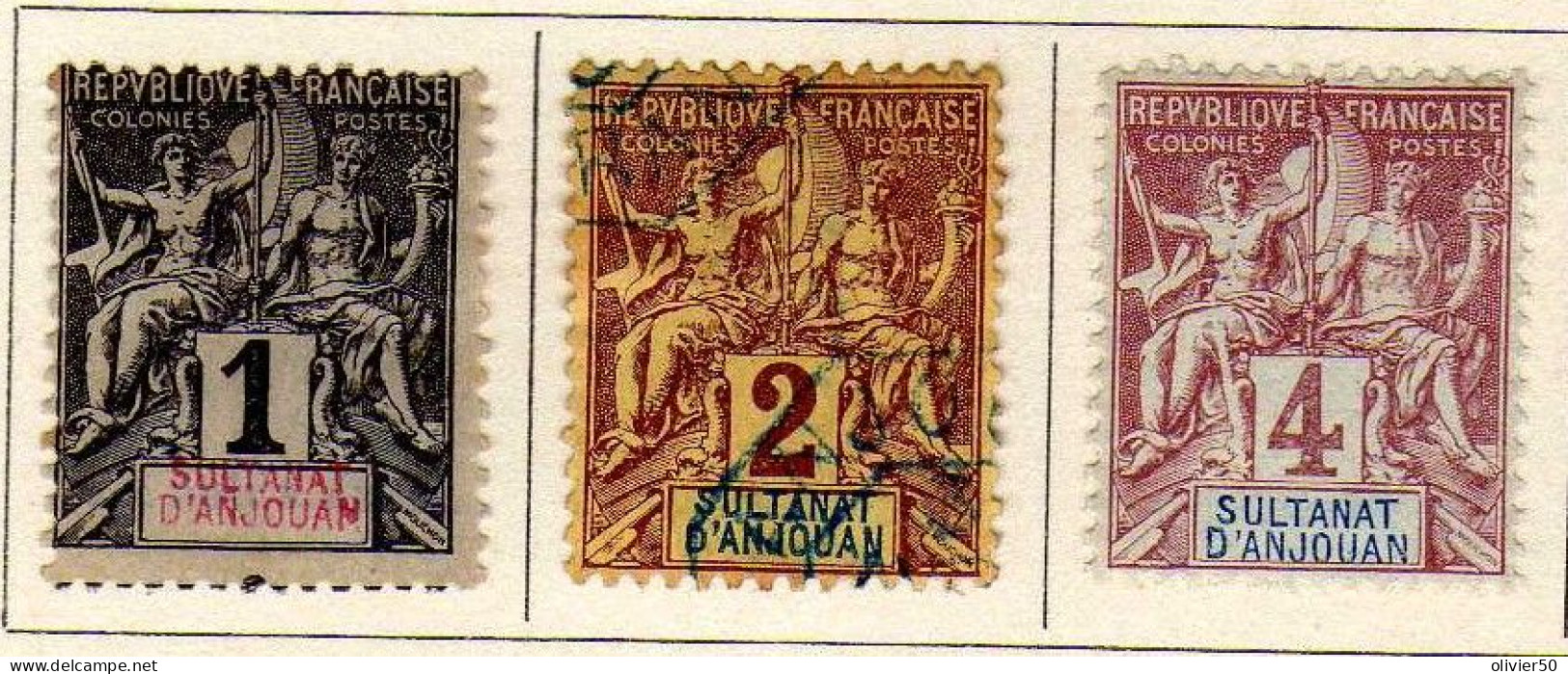 Anjouan - (1892-99) -   1 C. 2 C. 4 C. . Type Groupe  Oblitere Et Neufs* - MH - Used Stamps