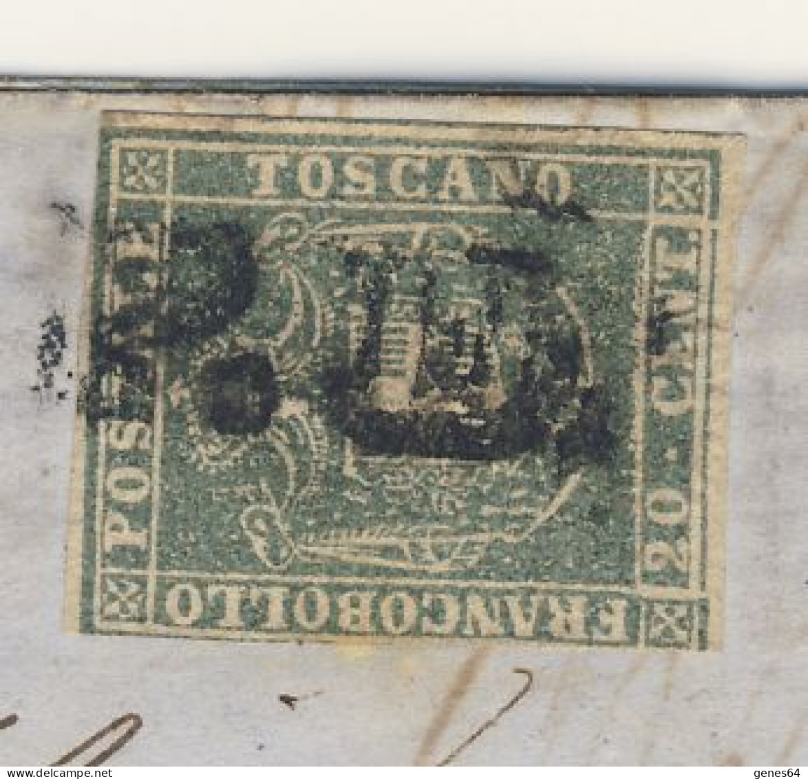 Governo Provvisorio 20 C. Azzurro Grigio Verdastro Chiaro Da Livorno Il 31 Maggio 1860  - Vedi Descrizione (3 Immagini) - Tuscany