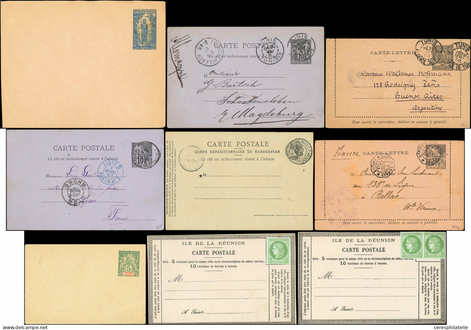 Let Ensemble De 9 Entiers Des Colonies, Neufs Et Obl., TTB - Collections (en Albums)