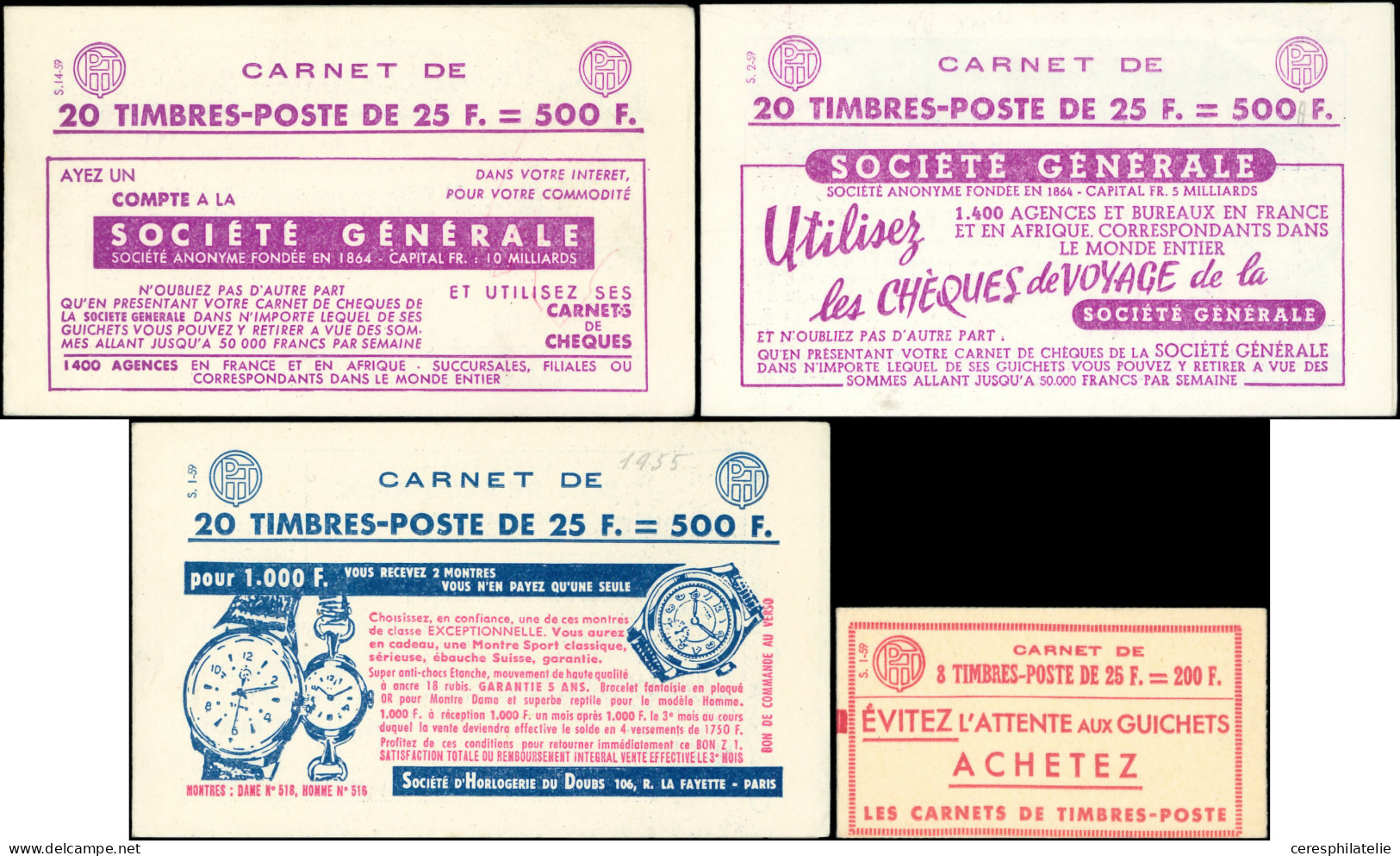 Muller, 10 Carnets, 20f. Bleu Et 25f. Rouge, TB - Collections