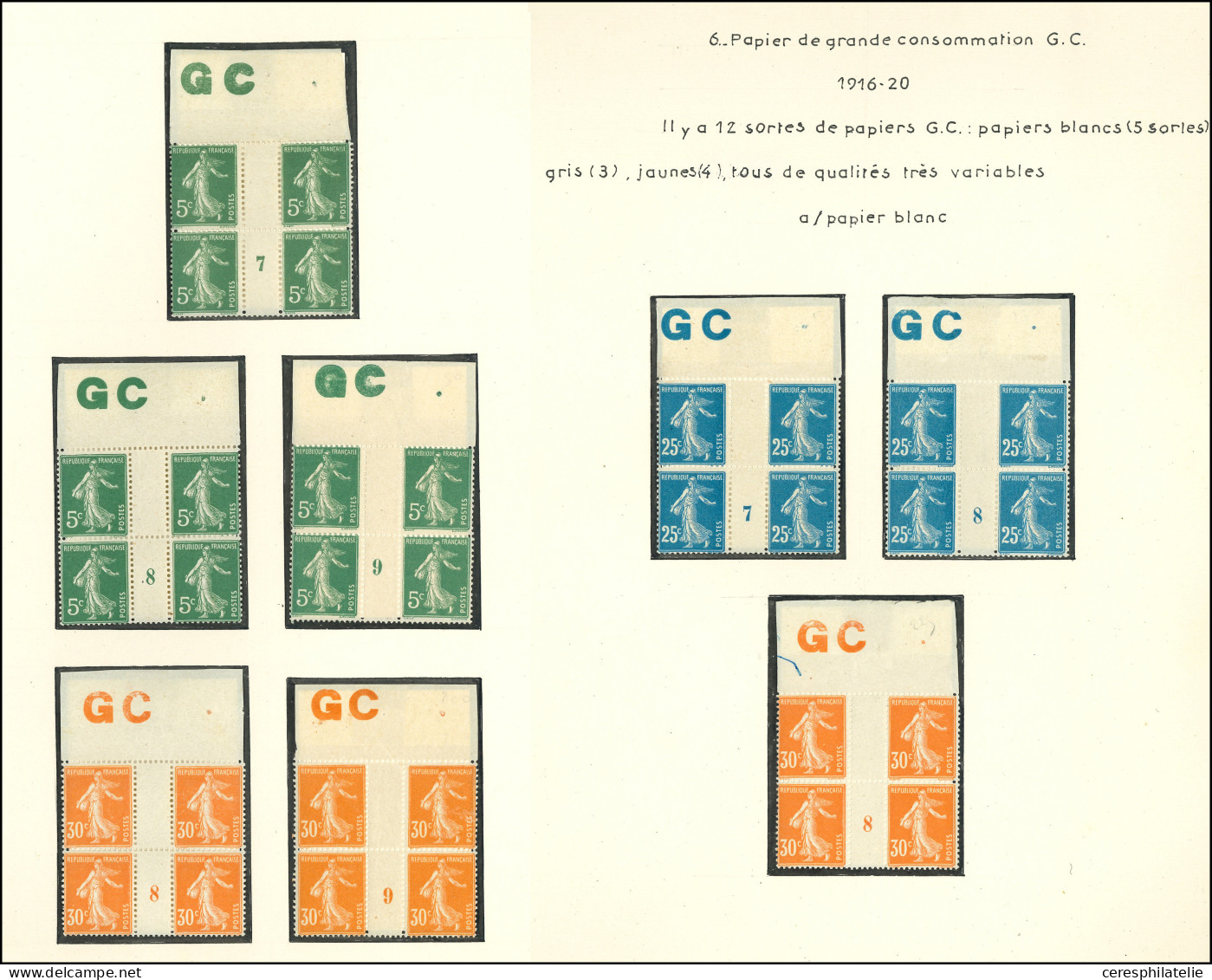 ** Semeuse Camée, Ensemble De 27 Blocs De 4 Mill., Manchette GC, Ch. Sur Bord Supérieur, Bel Ensemble, TB - Collections