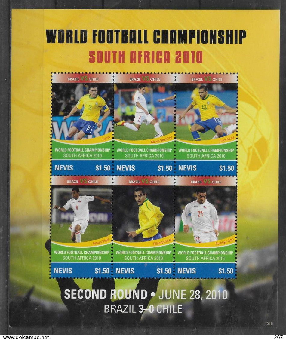 NEVIS  N° 2187/92 * *  ( Cote 9.50e )  Cup 2010     Football  Soccer  Fussball  Bresil Chili - 2010 – Zuid-Afrika