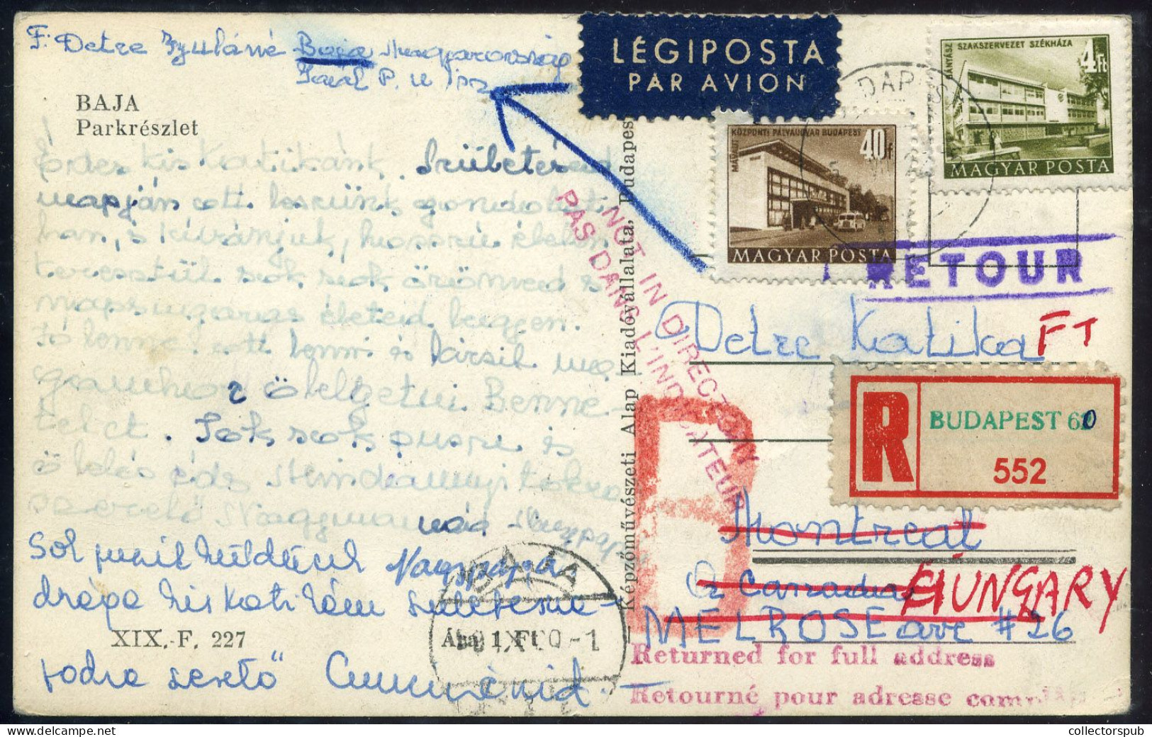 1959. Interesting Retour Airmail Postcard To Canada - Brieven En Documenten