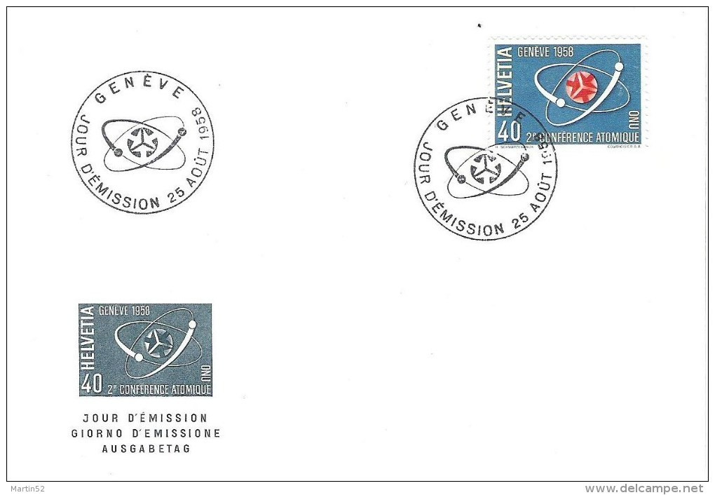 Suisse Schweiz 1958: Atomkonferenz: Zu 338 Mi 662 Yv 611 Mit ET-o GENÈVE 25 AOÙT 1958 (Zu CHF 5.00) - FDC