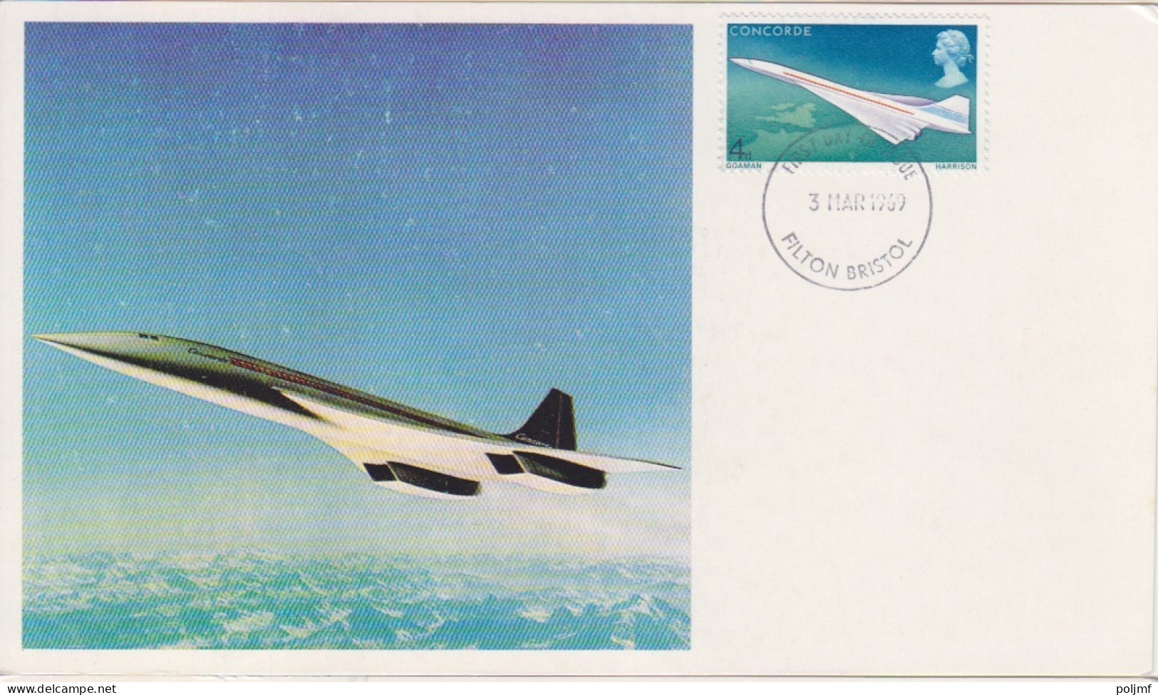 5 FDC Et CP Maximum N° 555 à 557 Avion Supersonique Concorde  Obl. Filton Bristol Le 3 Mars 1969 - Maximumkaarten