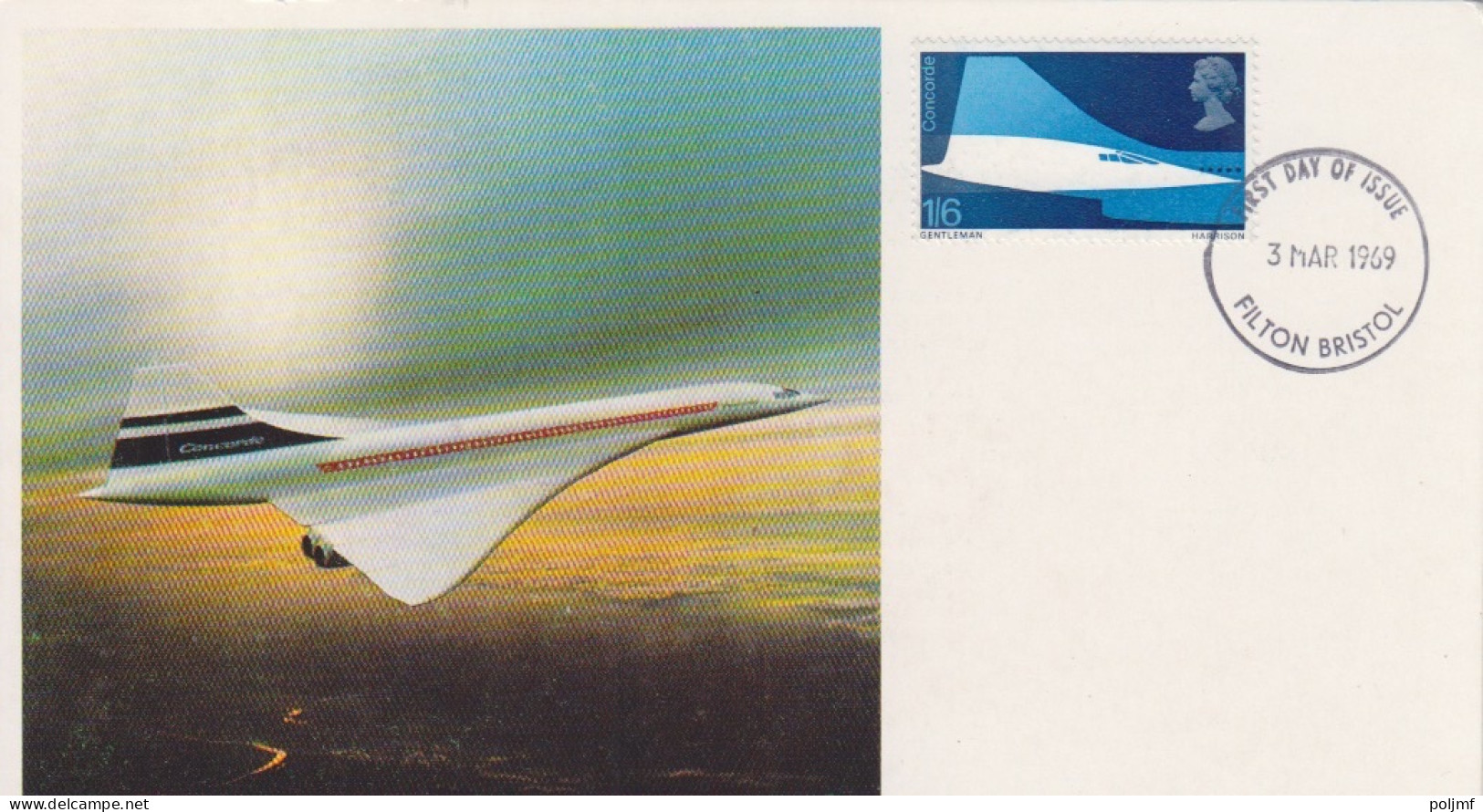 5 FDC Et CP Maximum N° 555 à 557 Avion Supersonique Concorde  Obl. Filton Bristol Le 3 Mars 1969 - Carte Massime