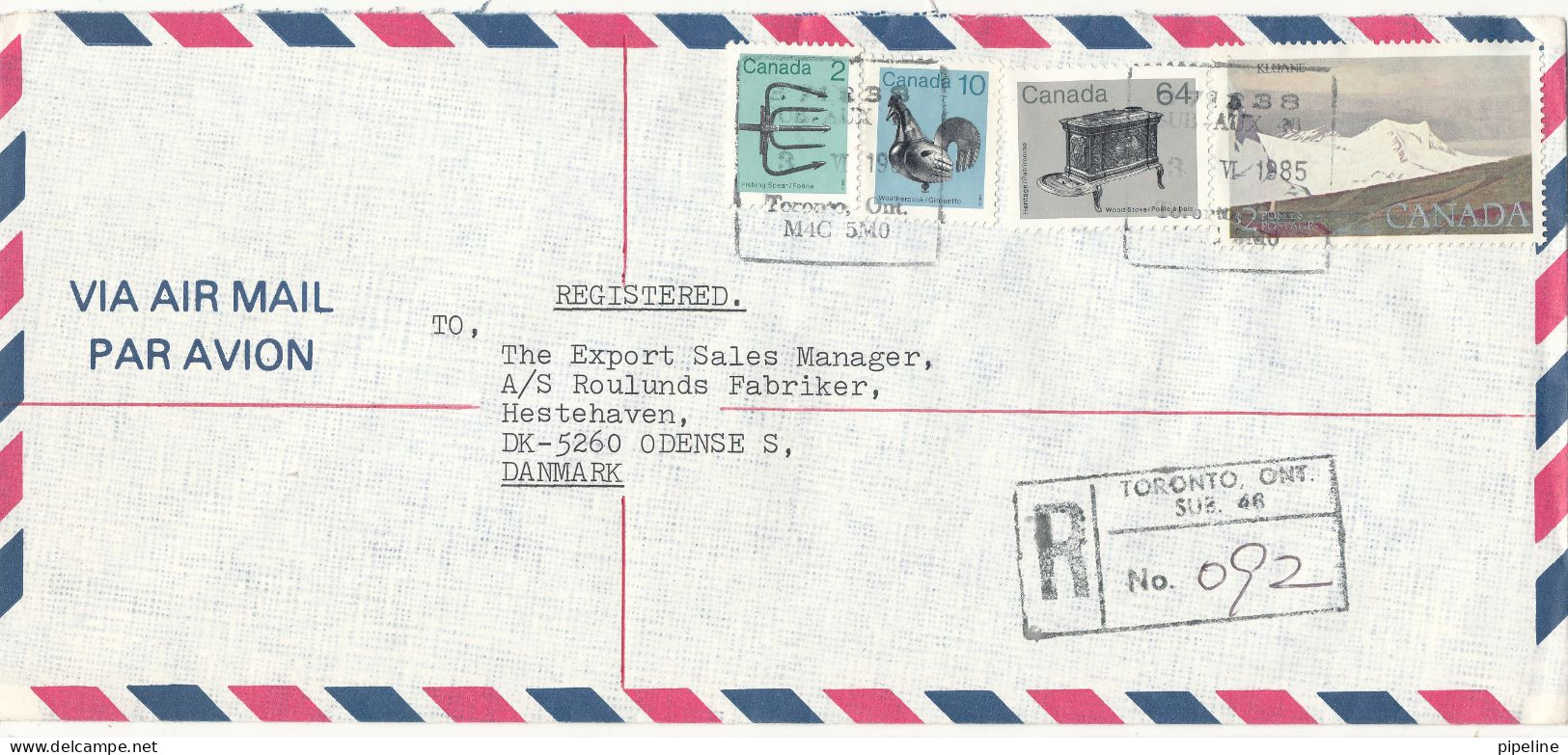 Canada Registered Air Mail Cover Sent To Denmark Toronto 3-6-1985 - Briefe U. Dokumente