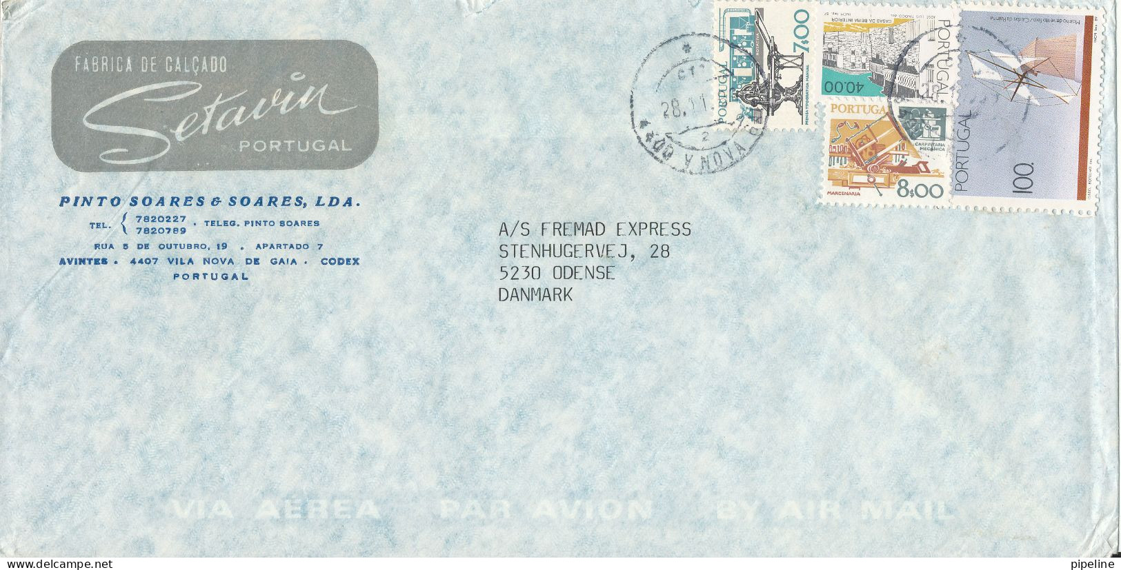 Portugal Air Mail Cover Sent To Denmark 28-11-1988 - Briefe U. Dokumente