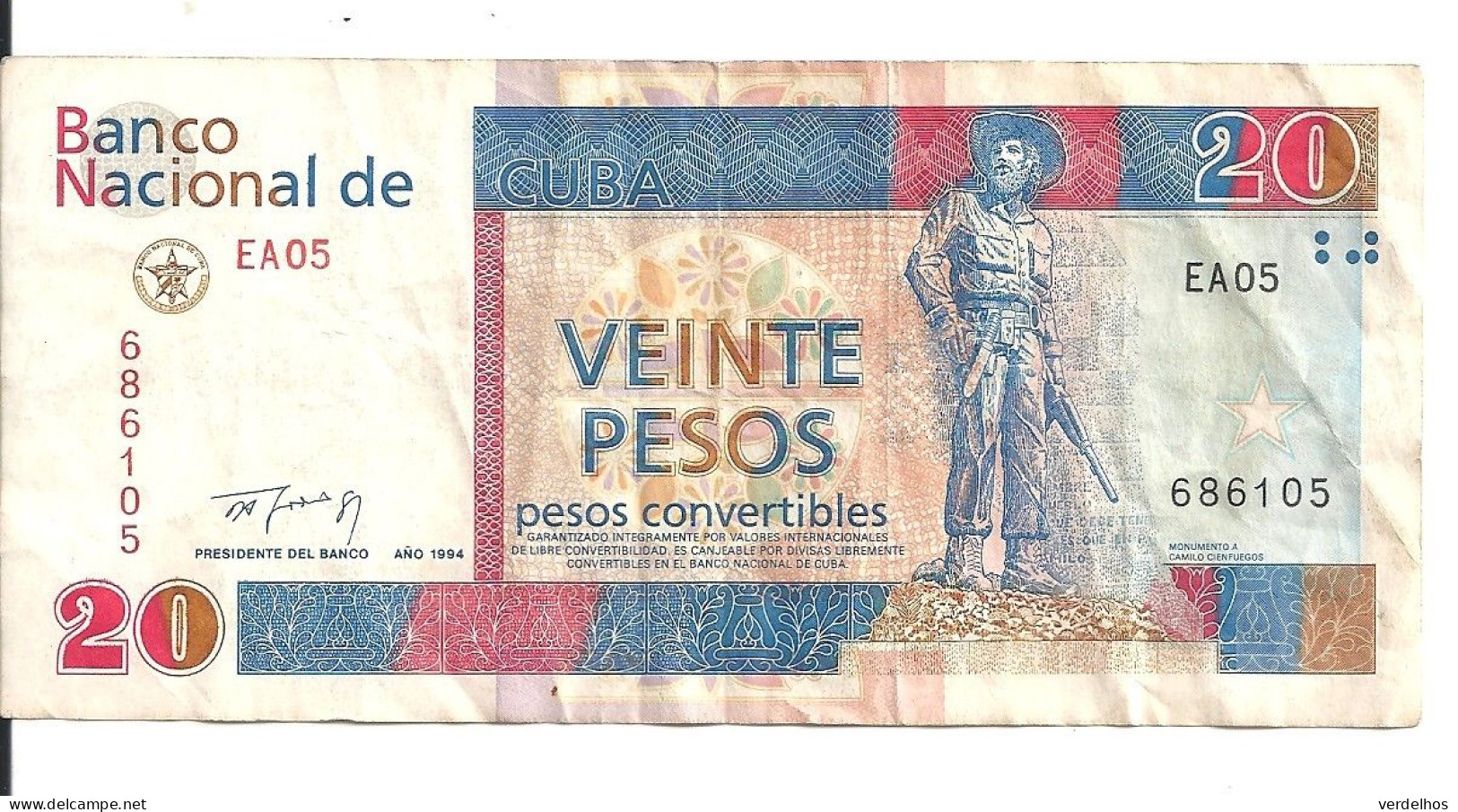 CUBA 20 PESOS CONVERTIBLES 1994 VF - Cuba