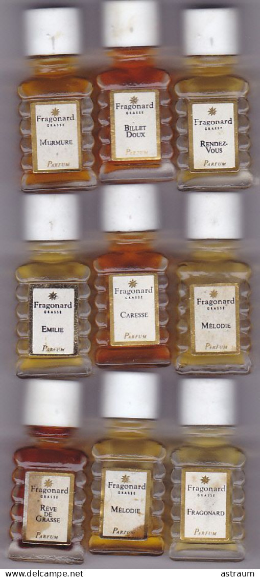 Lot De 9 Miniatures De Parfum - Fragonard - Dont 1 Vide Et 1 En Double - Miniature Bottles (without Box)