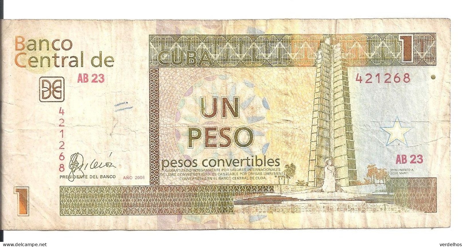 CUBA 1 PESO CONVERTIBLES 2006 VF P FX46 - Cuba