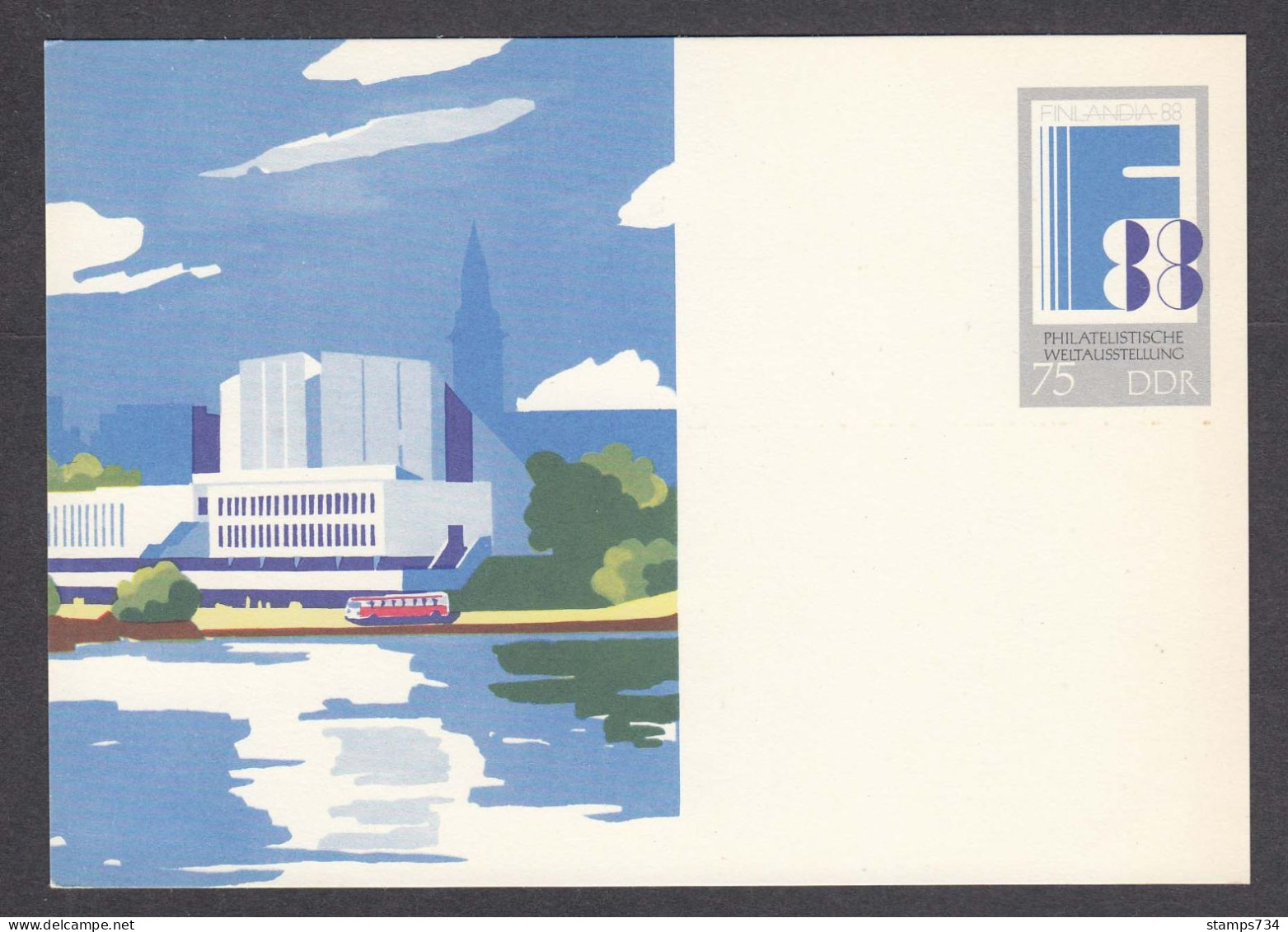 DDR 03/1988 - World Stamp Exhibion FINLANDIA'88, Post. Stationery (card), Mint - Postkaarten - Ongebruikt