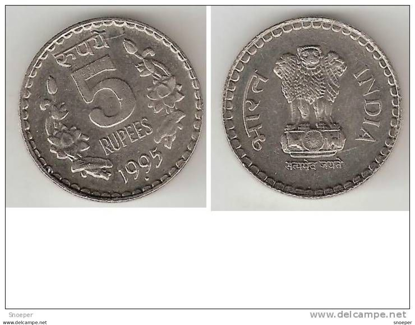 *india 5 Rupee 1995 B   Km 154.1 Xf+ - Inde