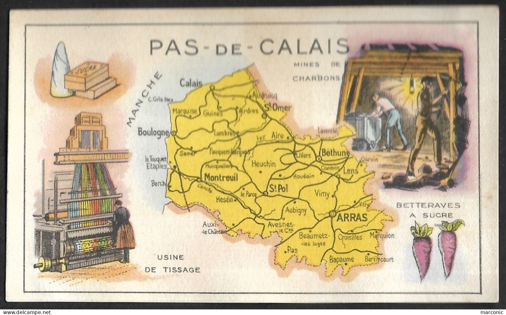 Département PAS DE CALAIS, Carte Géographique, Chromo Publicitaire Vermi KILL KOSS - Nord-Pas-de-Calais