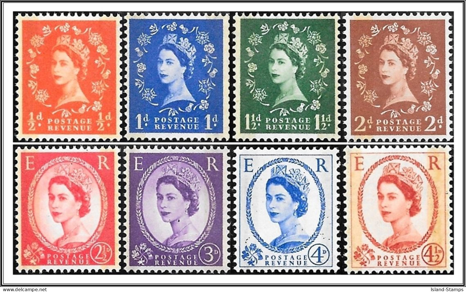 QEII 1959 Phosphor Graphite Wildings Full Set Of 8 SG599-609 UM Cat £100 Hrd2d - Unused Stamps