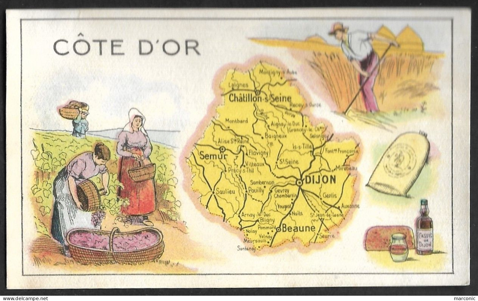 Département COTE D'OR, Carte Géographique, Chromo Publicitaire Vermi KILL KOSS - Bourgogne