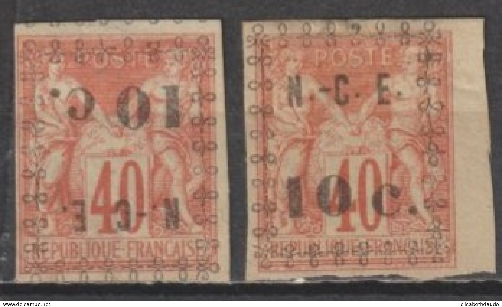 NOUVELLE CALEDONIE - 1891 - YVERT N°11+11a (*) NEUF SANS GOMME - SURCHARGE NORMALE + RENVERSEE ! - COTE = 105 EUR - Ungebraucht