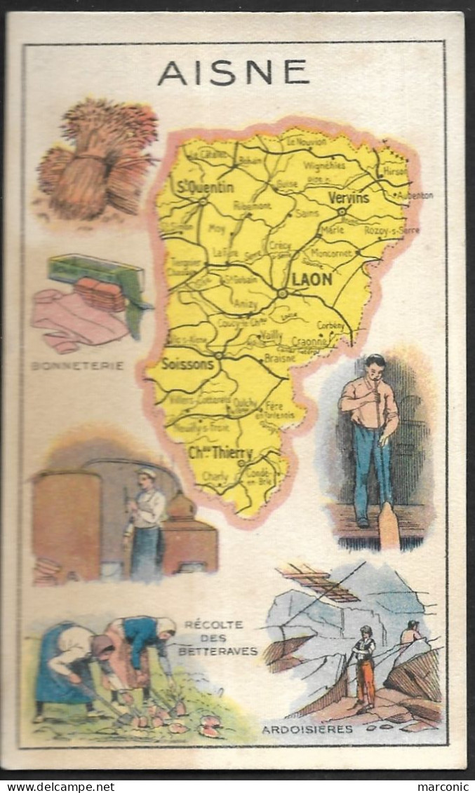 Département  AISNE, Carte Géographique, Chromo Publicitaire Pastille SALMON - Nord-Pas-de-Calais