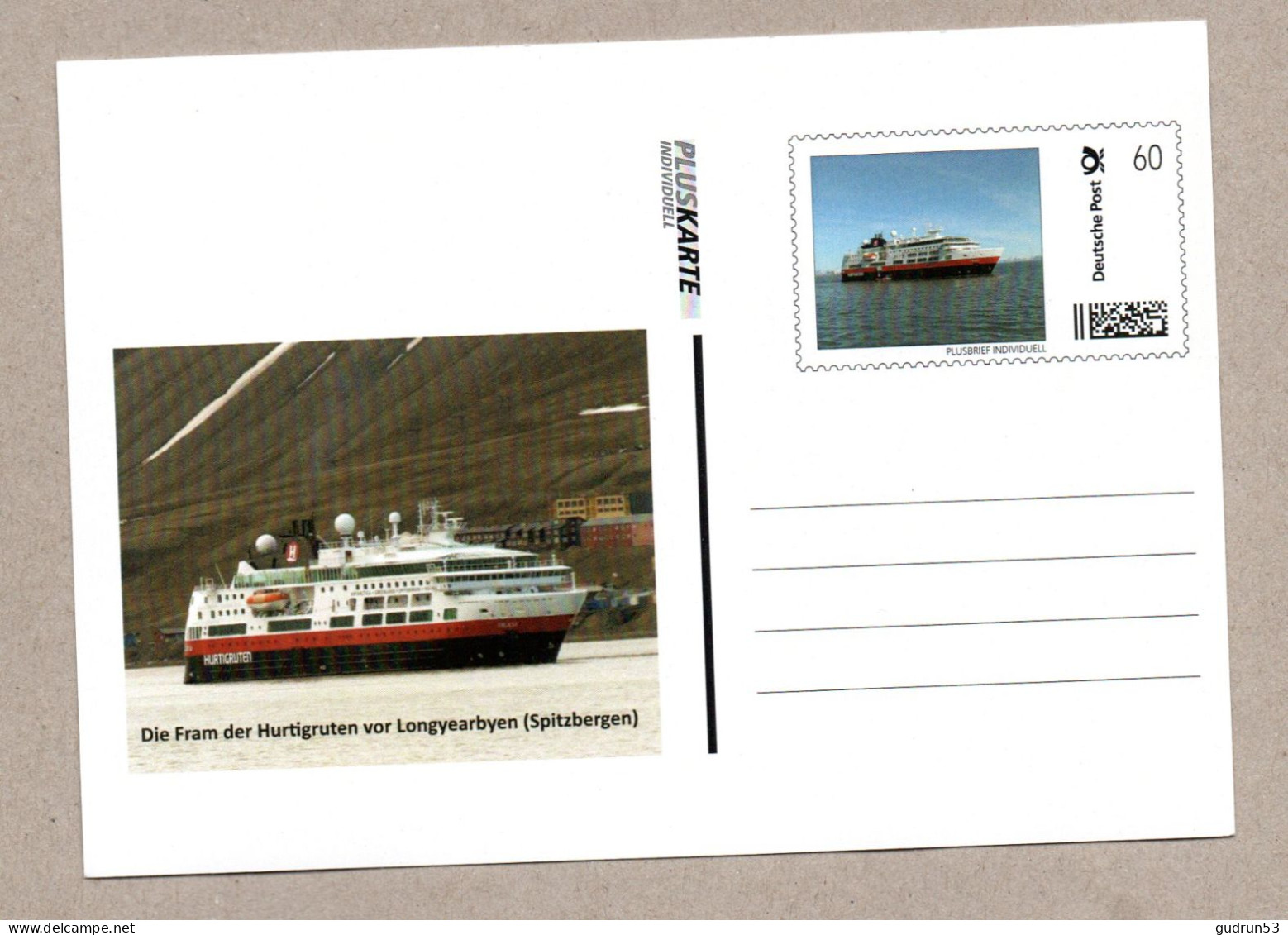 U008] BRD -Schiff - Pluskarte Individuell - Hurtigruten Fram In Spitzbergen - Privatpostkarten - Ungebraucht