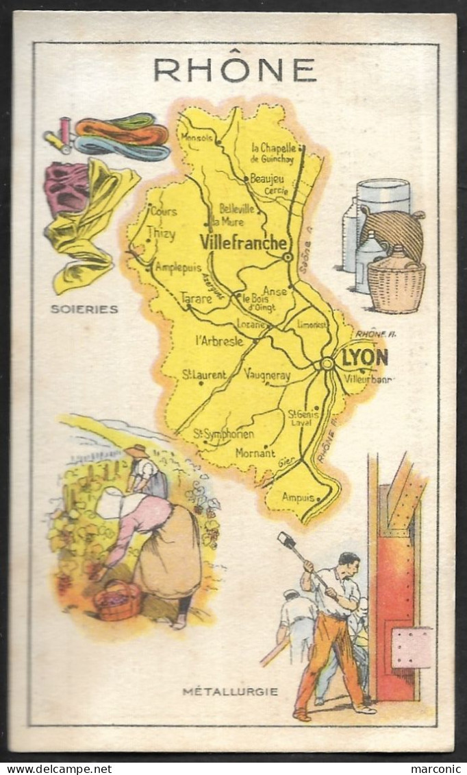 Département  RHONE, Carte Géographique, Chromo Publicitaire Pastille SALMON - Rhône-Alpes