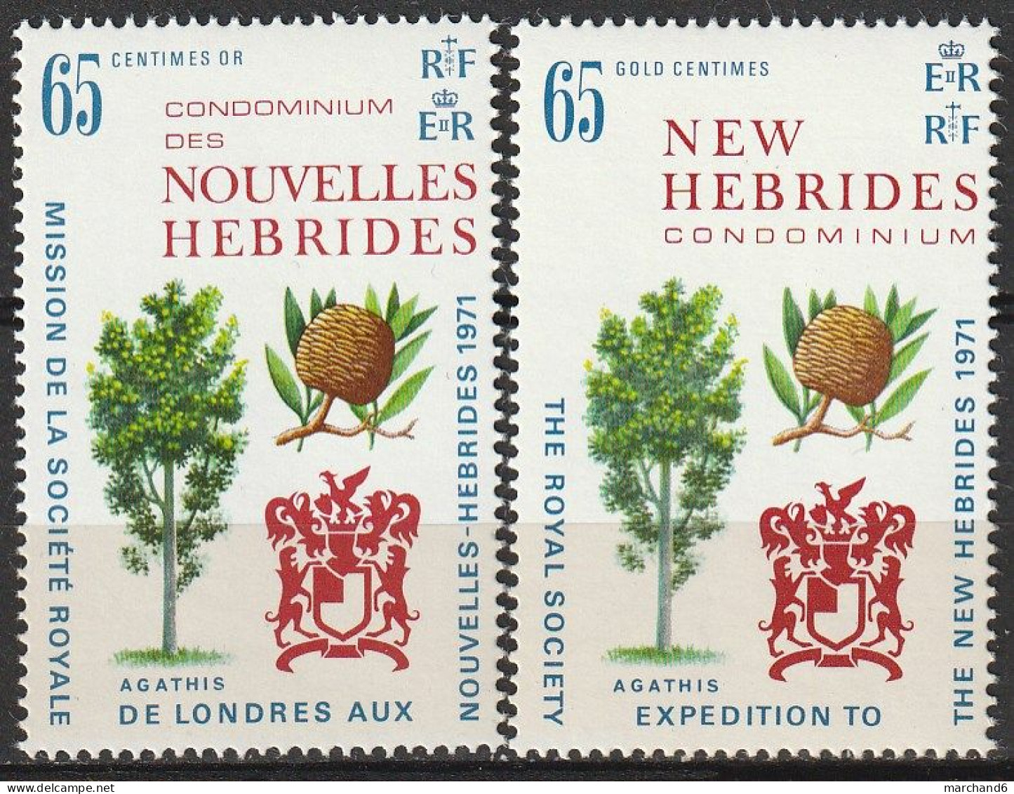 Nouvelles Hébrides Expédition De La Royal Sociéty 1971 France Anglaise N°312/313 Neuf** - Nuovi