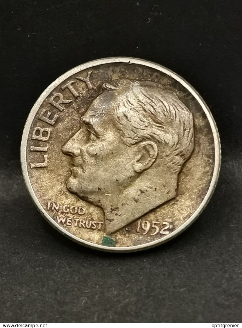 1 ROOSEVELT DIME ARGENT 1952 PHILADELPHIE USA / SILVER 10 CENTS - 1946-...: Roosevelt