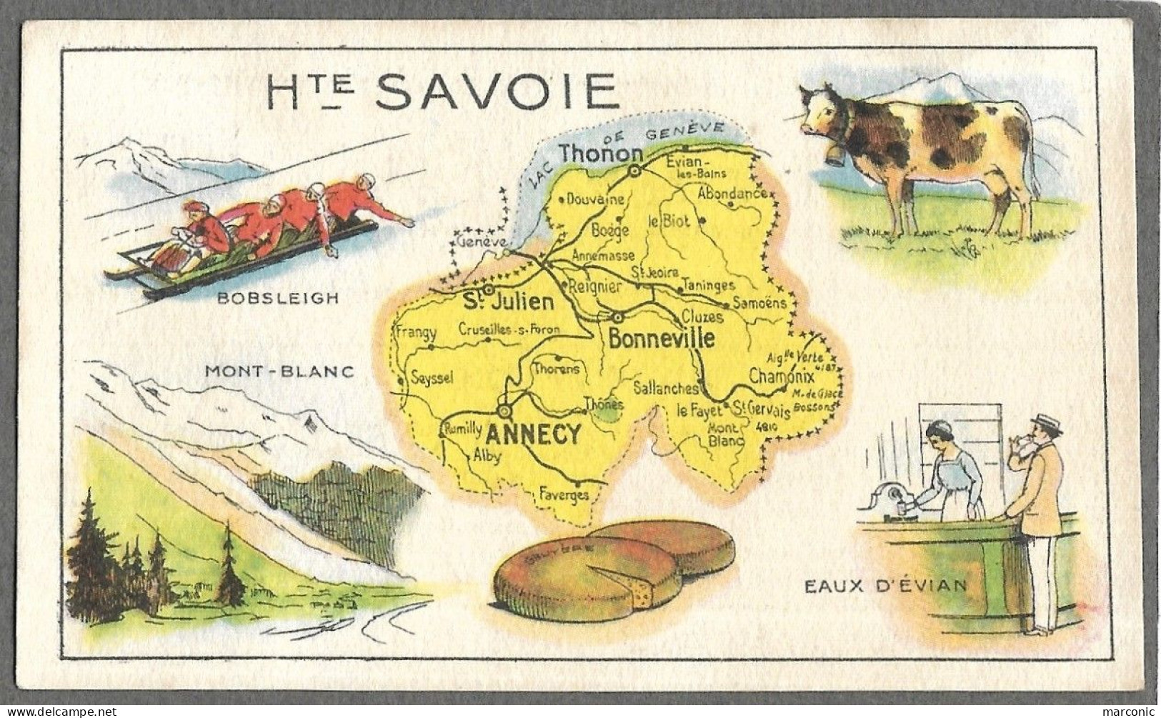 Département  HAUTE SAVOIE, Carte Géographique, Chromo Publicitaire Pastille SALMON - Rhône-Alpes