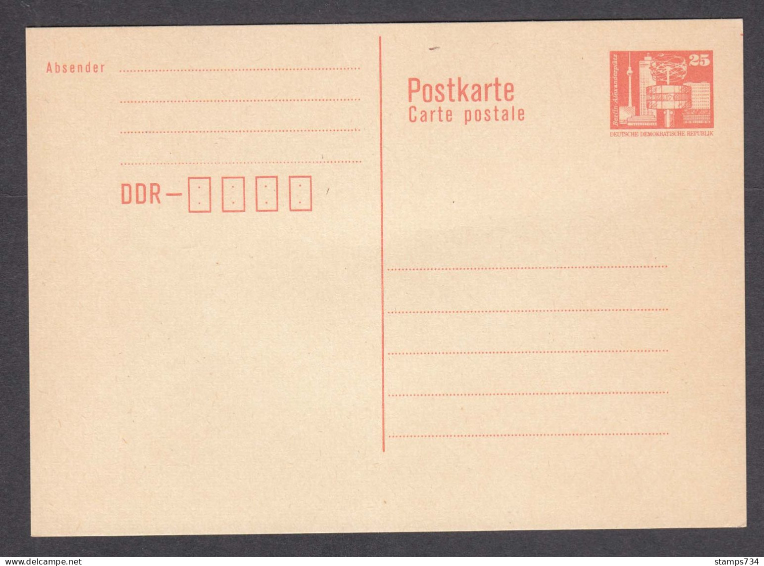 DDR 17/1986 - Standart Postcard - 25 Pf., Post. Stationery, Mint - Cartes Postales - Neuves