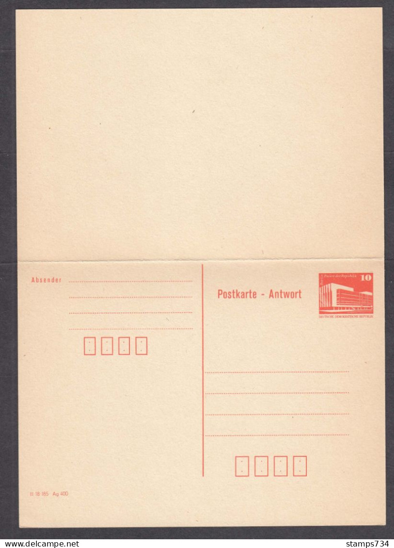 DDR 18/1986 - Postkarte Mit Antwortkarte, Post. Stationery, Mint (2 Scan) - Postales - Nuevos