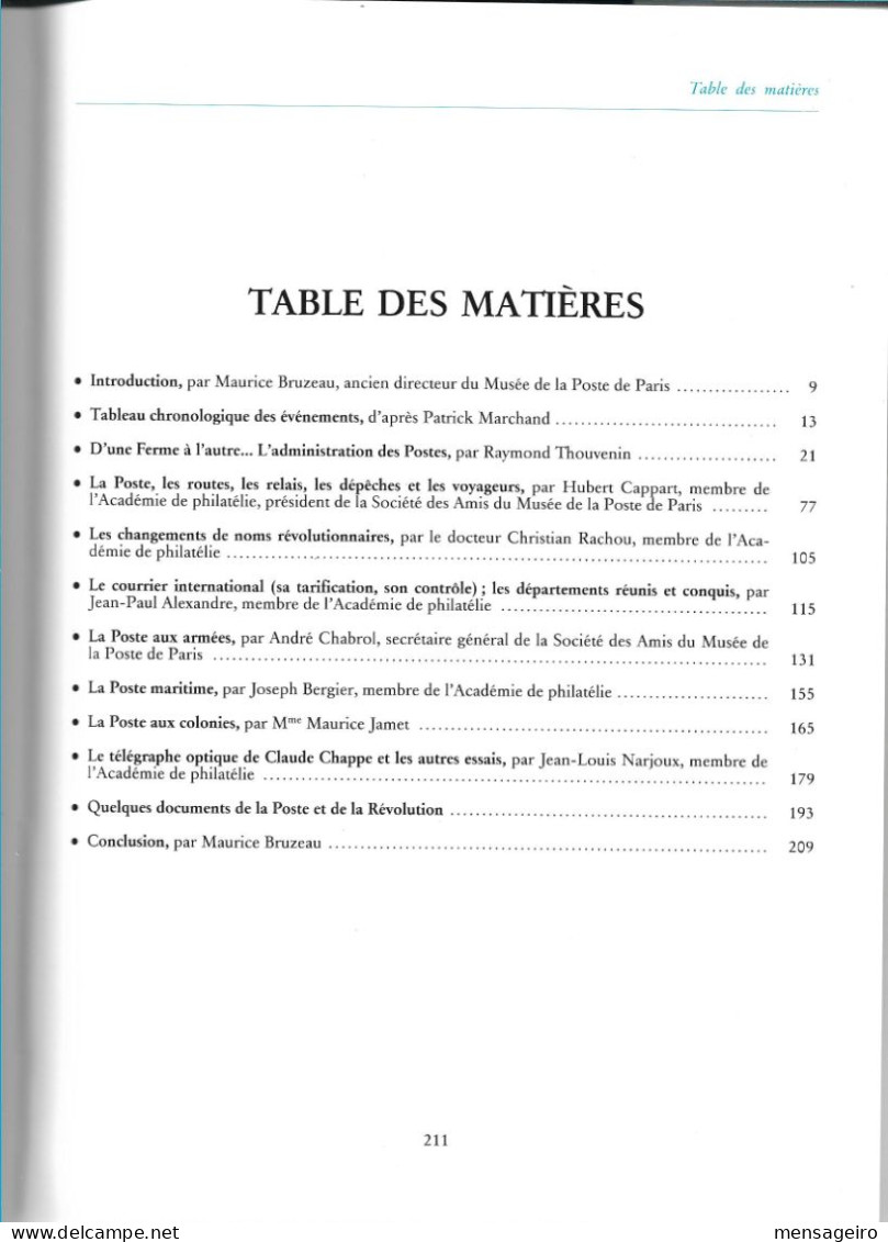 (LIV) LA POSTE DURANT LA REVOLUTION 1789-1799 – COLLECTIF – 1989 - Philatélie Et Histoire Postale